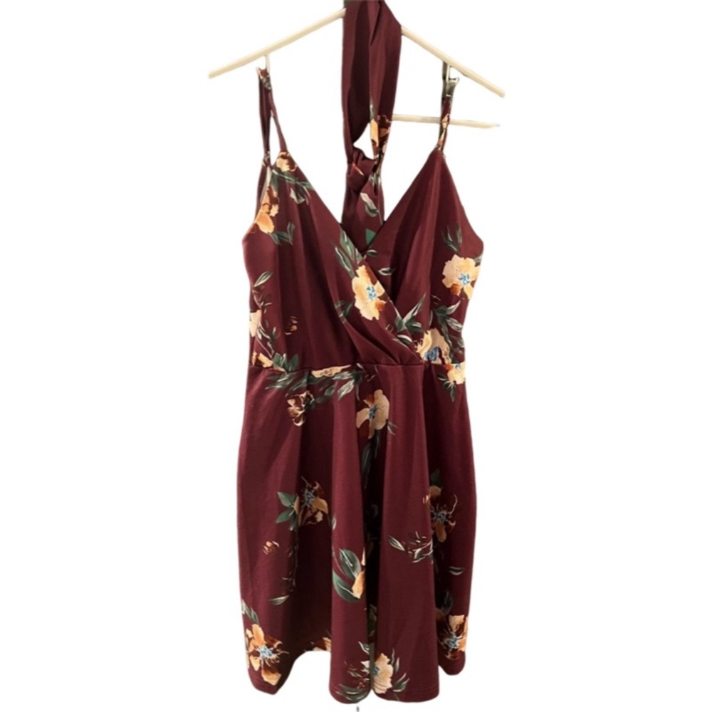 Floral A-line V-neck Skater Dress